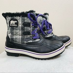 SOREL Grey Stripe Insulated Lace Up Winter Boots